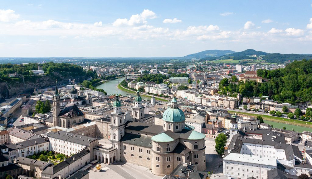 View of Salzburg city with university